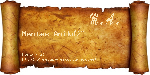Mentes Anikó névjegykártya